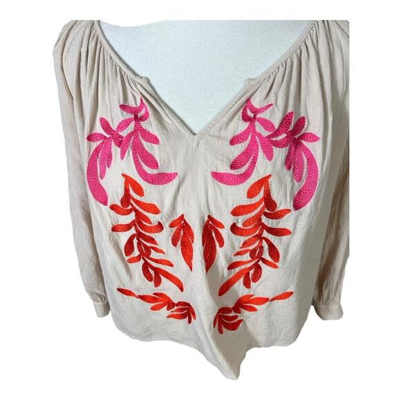 Fate Bright Boho Embroidered Cotton Gauze Blouse Size S - Picture 3 of 9